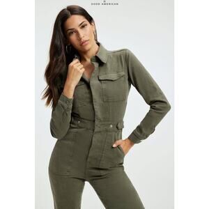 Good American Fit For Success Jumpsuit Denim Long Sleeve green Size Small